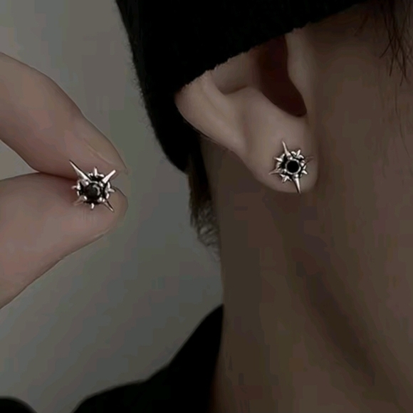Anthropologie Other - Black and Silver Starburst Earrings